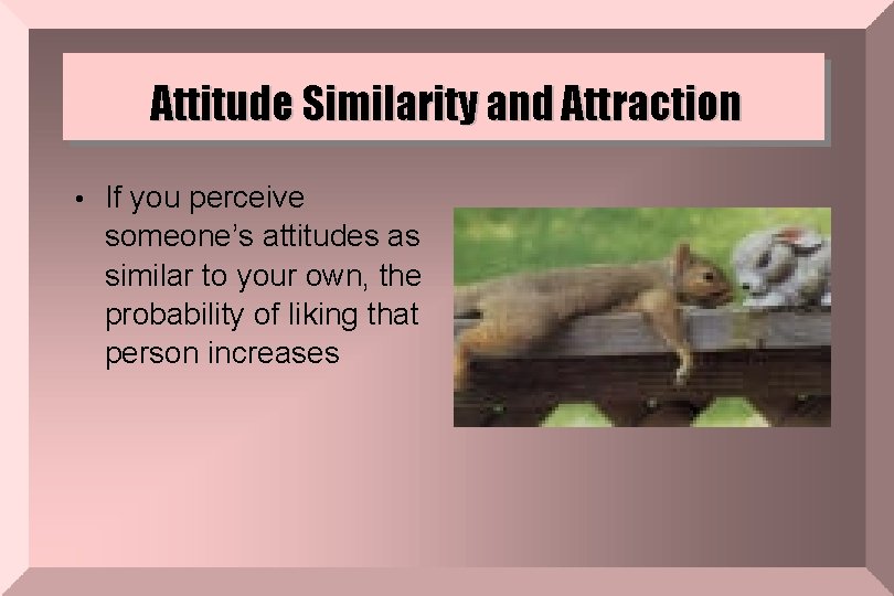Attitude Similarity and Attraction • If you perceive someone’s attitudes as similar to your