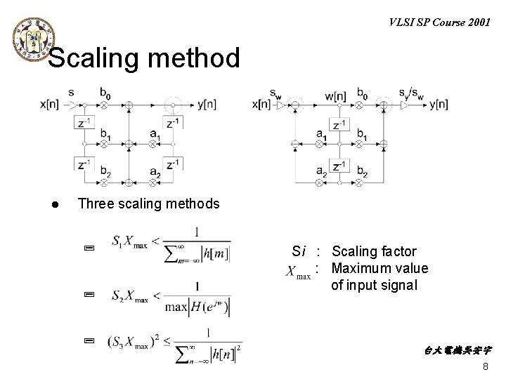 VLSI SP Course 2001 Scaling method l Three scaling methods ; ; ; Si