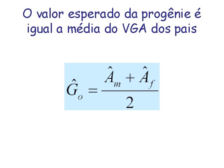 O valor esperado da progênie é igual a média do VGA dos pais 
