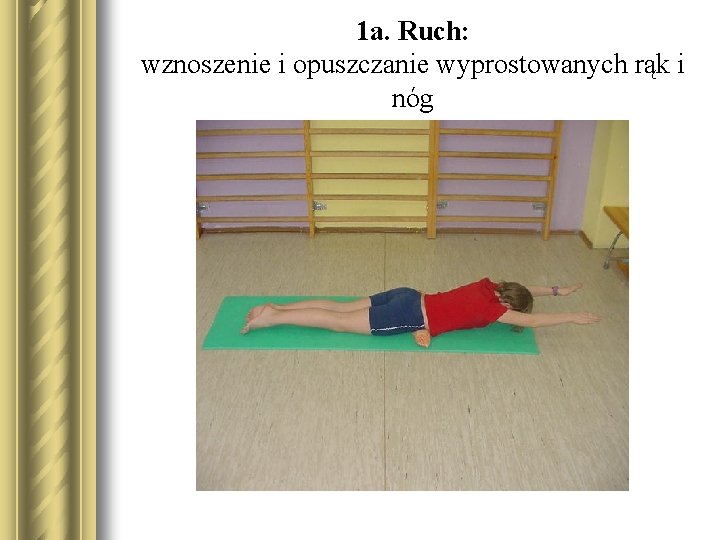 1 a. Ruch: wznoszenie i opuszczanie wyprostowanych rąk i nóg 