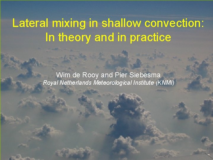 Lateral mixing in shallow convection: In theory and in practice Wim de Rooy and