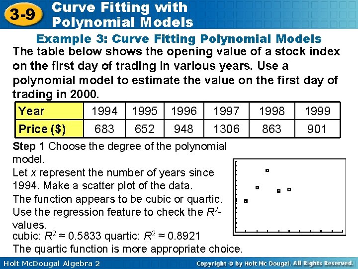 3 -9 Curve Fitting with Polynomial Models Example 3: Curve Fitting Polynomial Models The