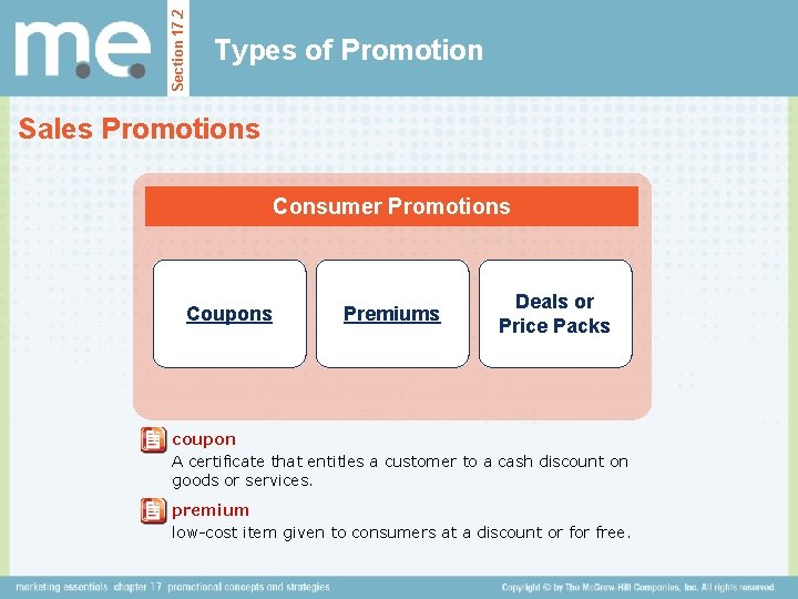Section 17. 2 Types of Promotion Sales Promotions Consumer Promotions Coupons Premiums Deals or Section 17. 2 Types of Promotion Sales Promotions Consumer Promotions Coupons Premiums Deals or
