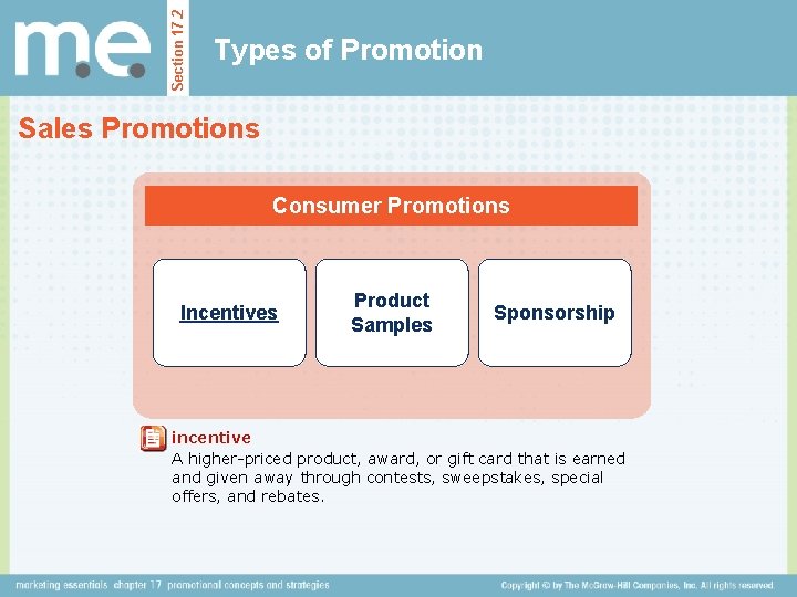 Section 17. 2 Types of Promotion Sales Promotions Consumer Promotions Incentives Product Samples Sponsorship Section 17. 2 Types of Promotion Sales Promotions Consumer Promotions Incentives Product Samples Sponsorship