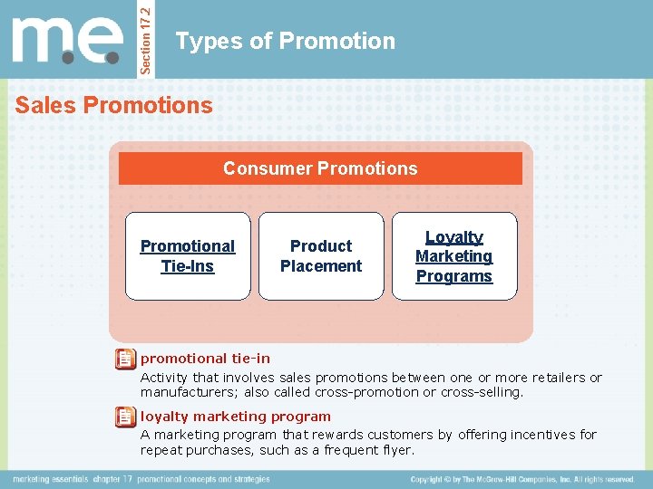 Section 17. 2 Types of Promotion Sales Promotions Consumer Promotions Promotional Tie-Ins Product Placement Section 17. 2 Types of Promotion Sales Promotions Consumer Promotions Promotional Tie-Ins Product Placement