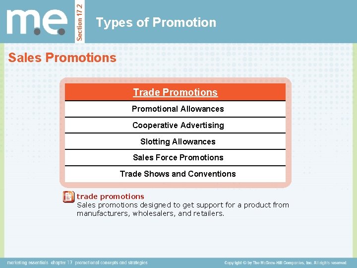 Section 17. 2 Types of Promotion Sales Promotions Trade Promotions Promotional Allowances Cooperative Advertising Section 17. 2 Types of Promotion Sales Promotions Trade Promotions Promotional Allowances Cooperative Advertising