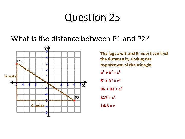 Question 25 What is the distance between P 1 and P 2? The legs