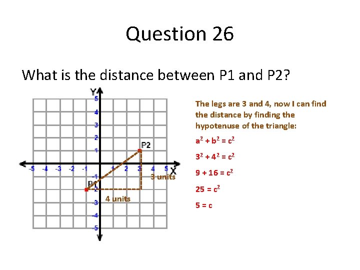 Question 26 What is the distance between P 1 and P 2? The legs
