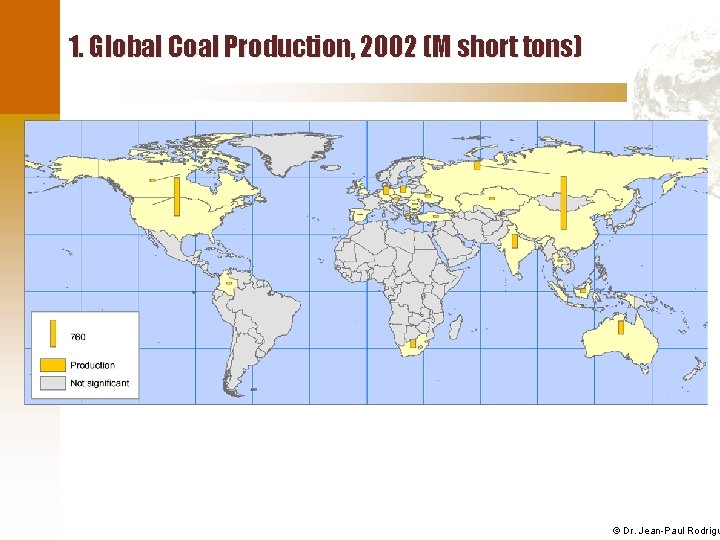 1. Global Coal Production, 2002 (M short tons) © Dr. Jean-Paul Rodrigu 