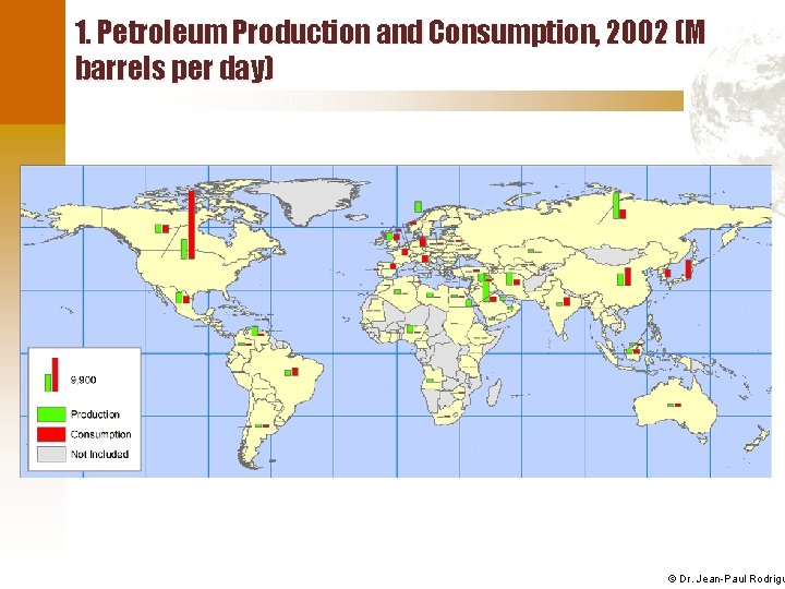 1. Petroleum Production and Consumption, 2002 (M barrels per day) © Dr. Jean-Paul Rodrigu