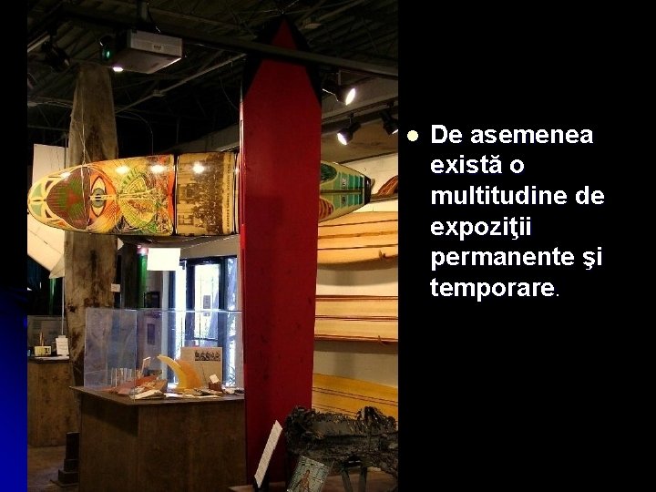 l De asemenea există o multitudine de expoziţii permanente şi temporare. 
