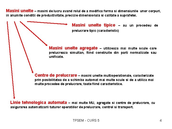 Masini unelte – masini de lucru avand rolul de a modifica forma si dimensiunile