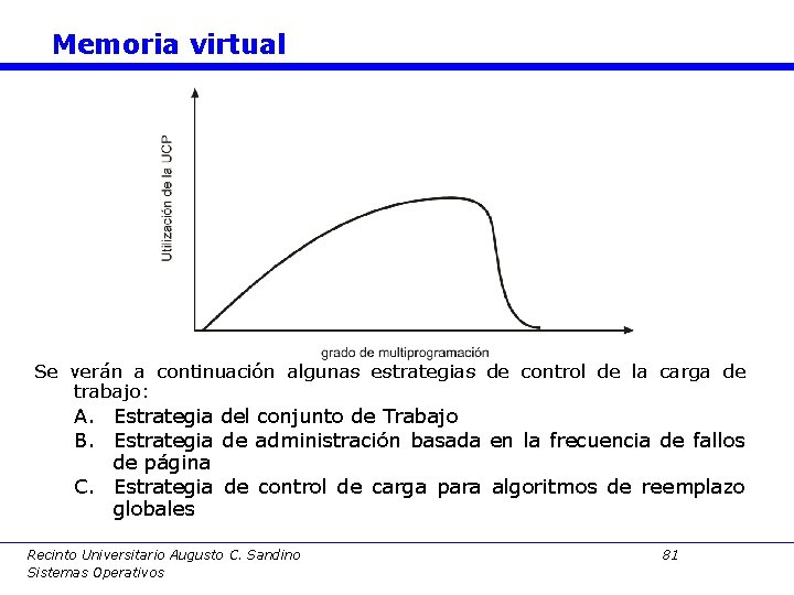 Memoria virtual Se verán a continuación algunas estrategias de control de la carga de