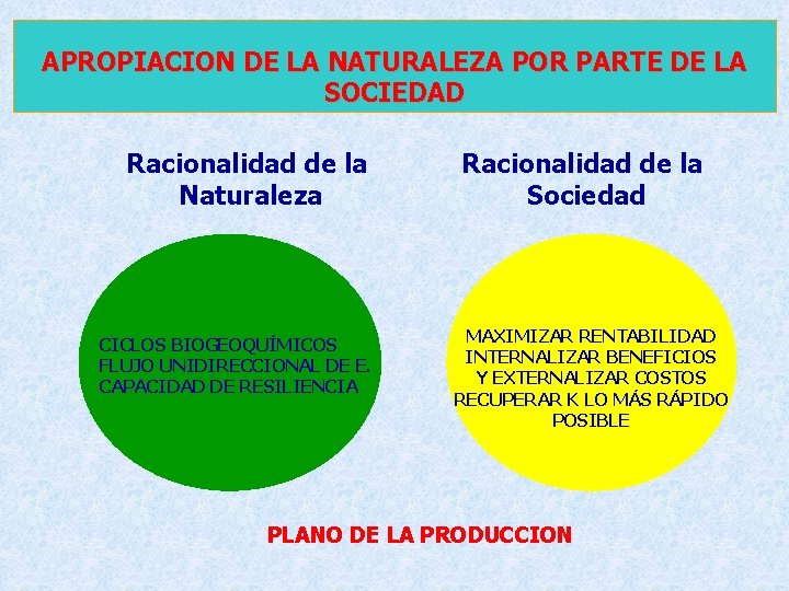 APROPIACION DE LA NATURALEZA POR PARTE DE LA SOCIEDAD Racionalidad de la Naturaleza CICLOS APROPIACION DE LA NATURALEZA POR PARTE DE LA SOCIEDAD Racionalidad de la Naturaleza CICLOS