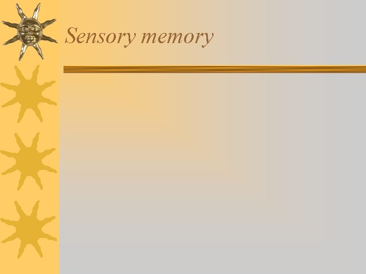 Sensory memory Sensory memory