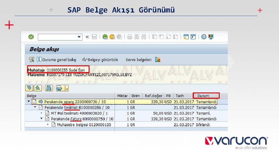 SAP Belge Akışı Görünümü 