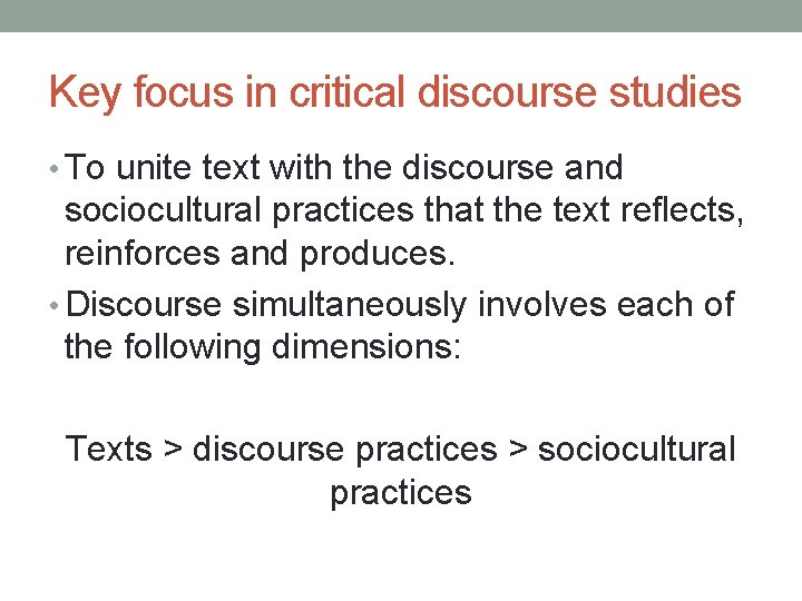 CRITICAL DISCOURSE ANALYSIS Paltridge 2007 What is critical