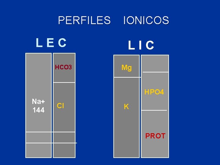 PERFILES LEC HCO 3 IONICOS LIC Mg HPO 4 Na+ 144 Cl K PROT