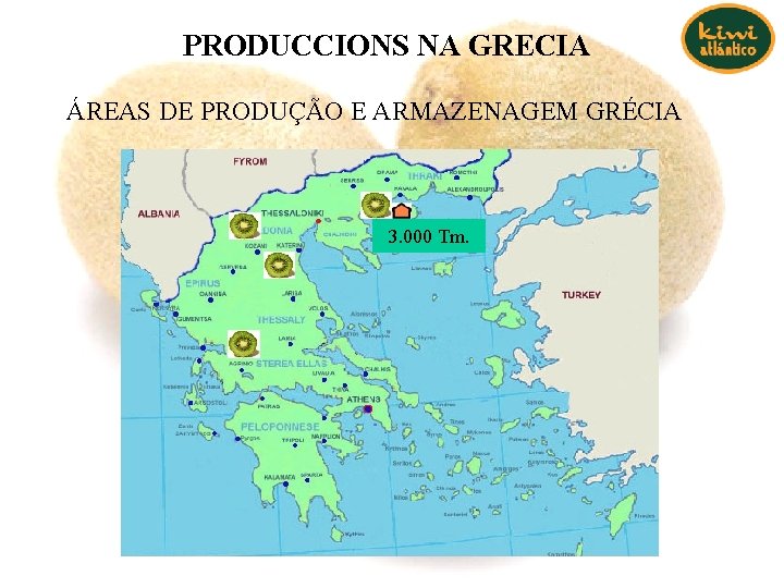 PRODUCCIONS NA GRECIA ÁREAS DE PRODUÇÃO E ARMAZENAGEM GRÉCIA 3. 000 Tm. PRODUCCIONS NA GRECIA ÁREAS DE PRODUÇÃO E ARMAZENAGEM GRÉCIA 3. 000 Tm.