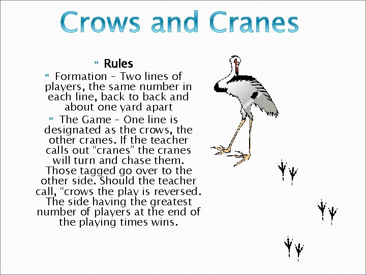 Rules Formation – Two lines of players, the same number in each line, back