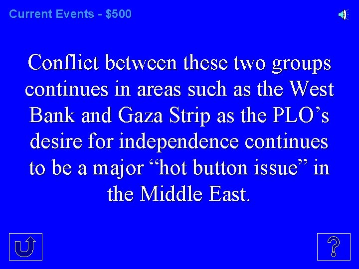 Current Events - $500 Conflict between these two groups continues in areas such as