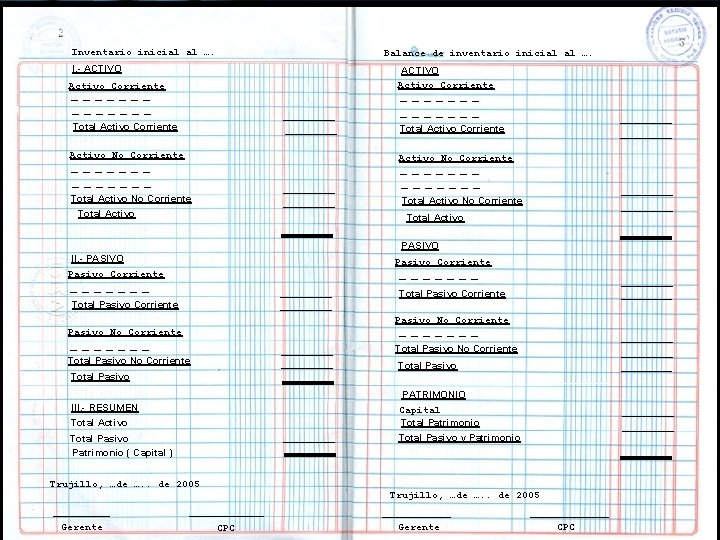 4 5 Inventarioinicial al …. Inventario al …. Balance de inventario inicial al ….