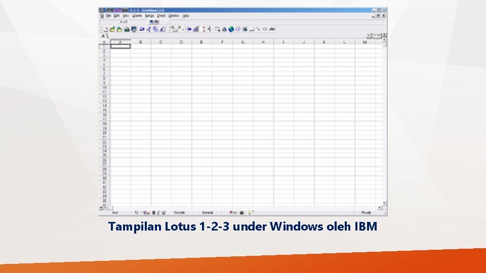 Tampilan Lotus 1 -2 -3 under Windows oleh IBM 