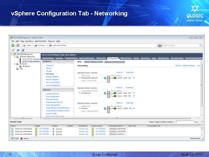 v. Sphere Configuration Tab - Networking 13 QLogic Confidential Month DD, YYYY 