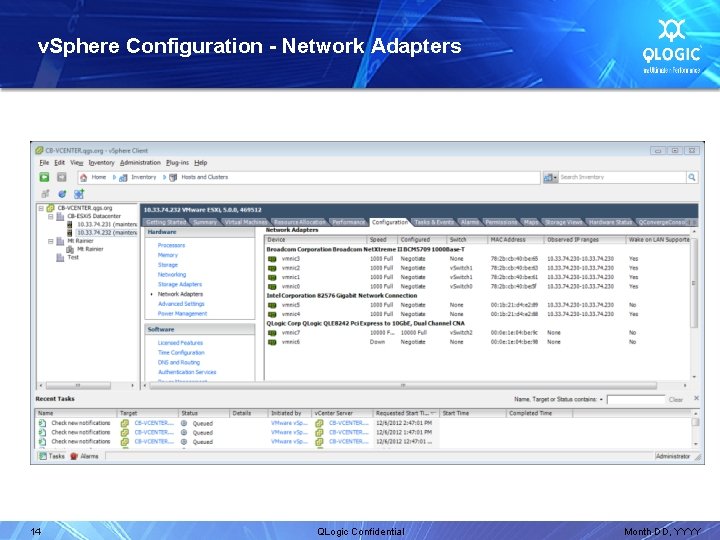 v. Sphere Configuration - Network Adapters 14 QLogic Confidential Month DD, YYYY 