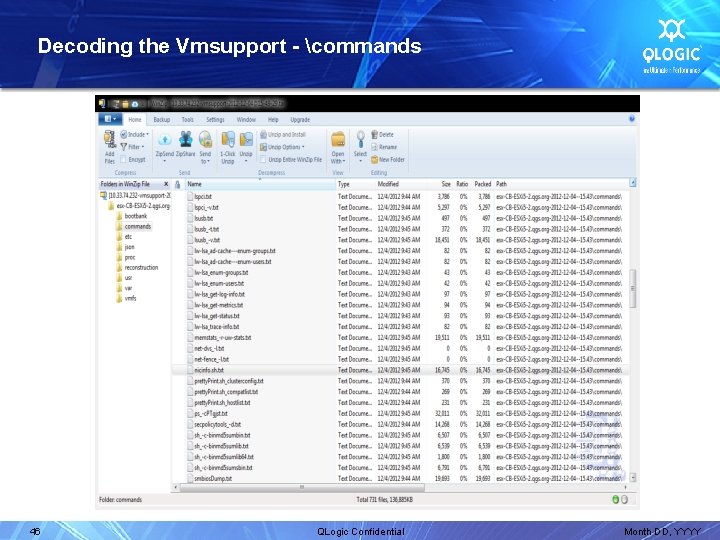 Decoding the Vmsupport - commands 46 QLogic Confidential Month DD, YYYY 