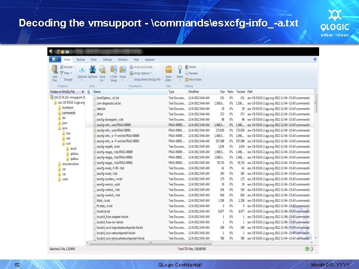 Decoding the vmsupport - commandsesxcfg-info_-a. txt 52 QLogic Confidential Month DD, YYYY 