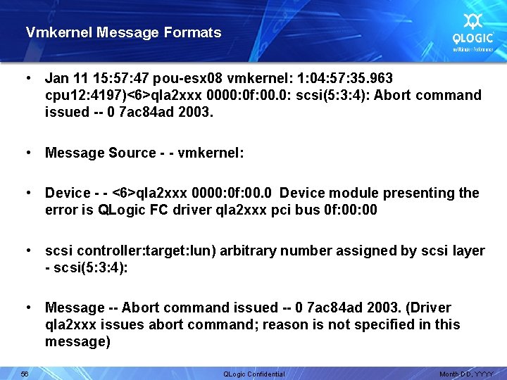 Vmkernel Message Formats • Jan 11 15: 57: 47 pou-esx 08 vmkernel: 1: 04:
