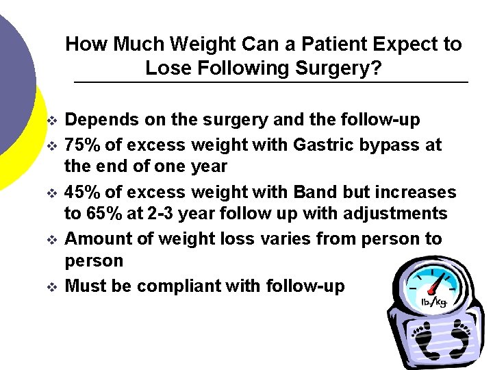 How Much Weight Can a Patient Expect to Lose Following Surgery? v v v