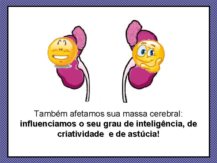 Também afetamos sua massa cerebral: influenciamos o seu grau de inteligência, de criatividade e