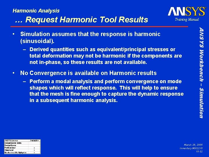 Harmonic Analysis … Request Harmonic Tool Results Training Manual – Derived quantities such as