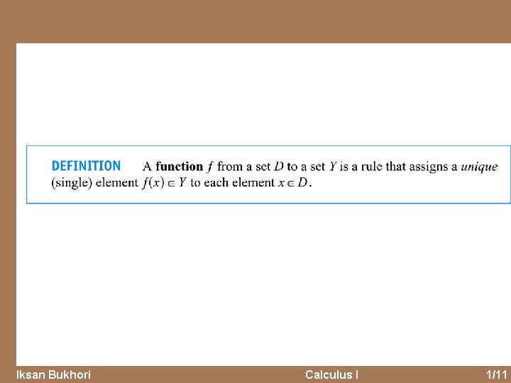 Iksan Bukhori Calculus I 1/11 