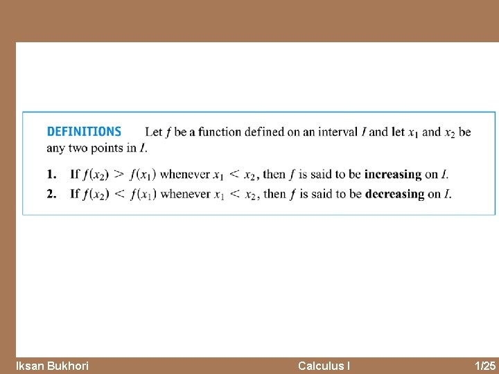 Iksan Bukhori Calculus I 1/25 