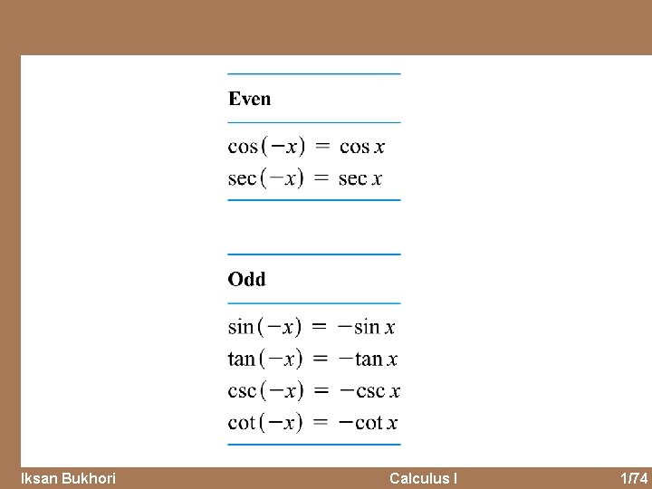 Iksan Bukhori Calculus I 1/74 