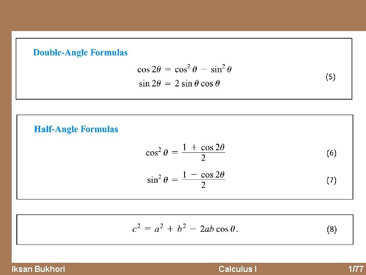 Iksan Bukhori Calculus I 1/77 