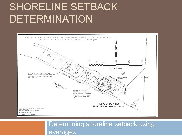 SHORELINE SETBACK DETERMINATION Determining shoreline setback using averages 