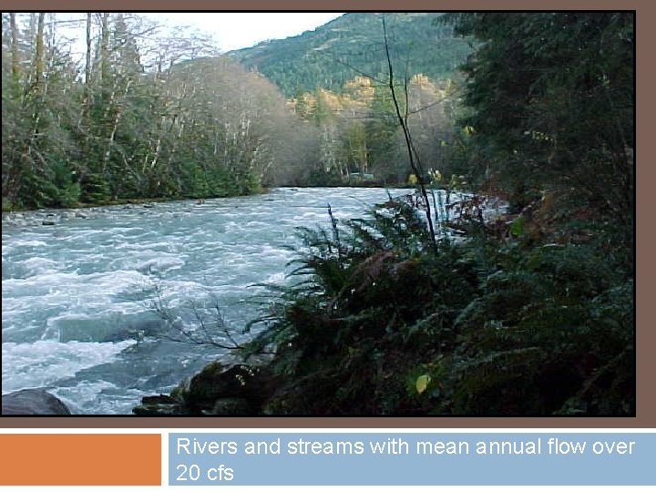 Rivers and streams with mean annual flow over 20 cfs 