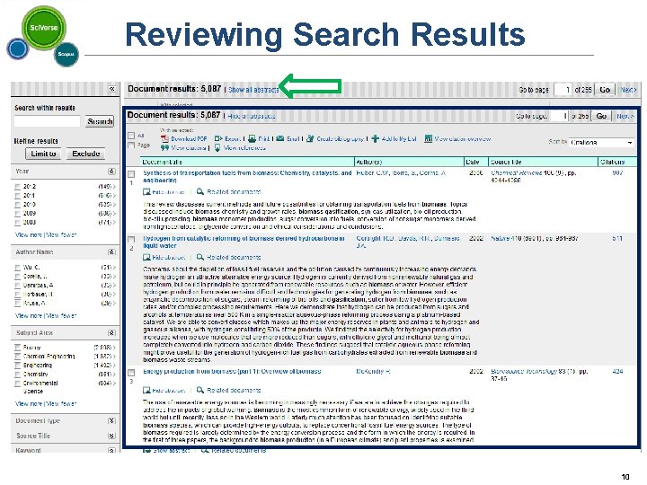 Reviewing Search Results 10 10 