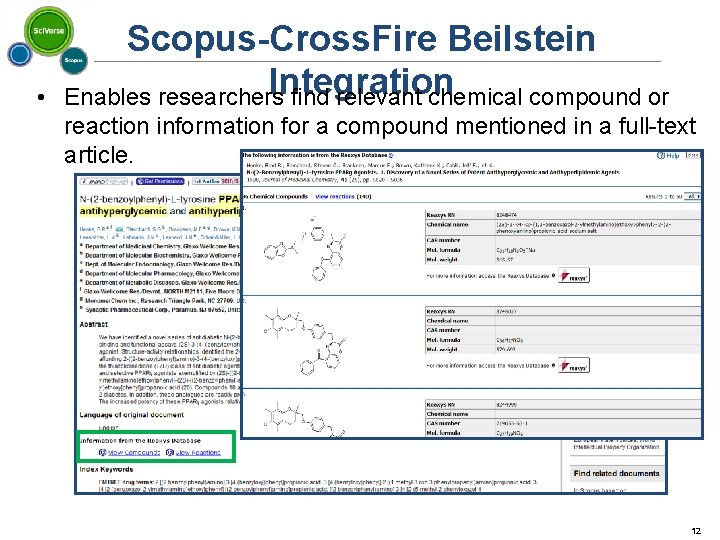  • Scopus-Cross. Fire Beilstein Integration Enables researchers find relevant chemical compound or reaction