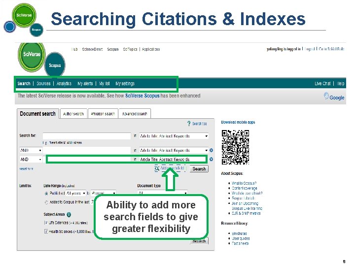 Searching Citations & Indexes 8 Ability to add more search fields to give greater