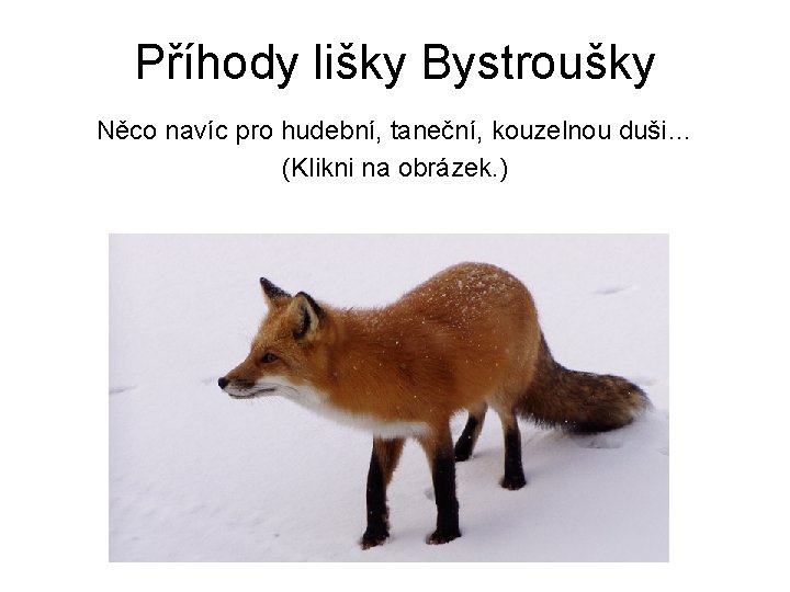 Příhody lišky Bystroušky Něco navíc pro hudební, taneční, kouzelnou duši… (Klikni na obrázek. )