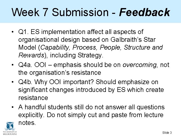 Week 7 Submission - Feedback • Q 1. ES implementation affect all aspects of Week 7 Submission - Feedback • Q 1. ES implementation affect all aspects of