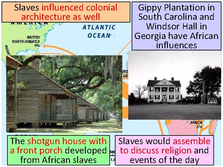 Slaves influenced colonial architecture as well The shotgun house with a front porch developed