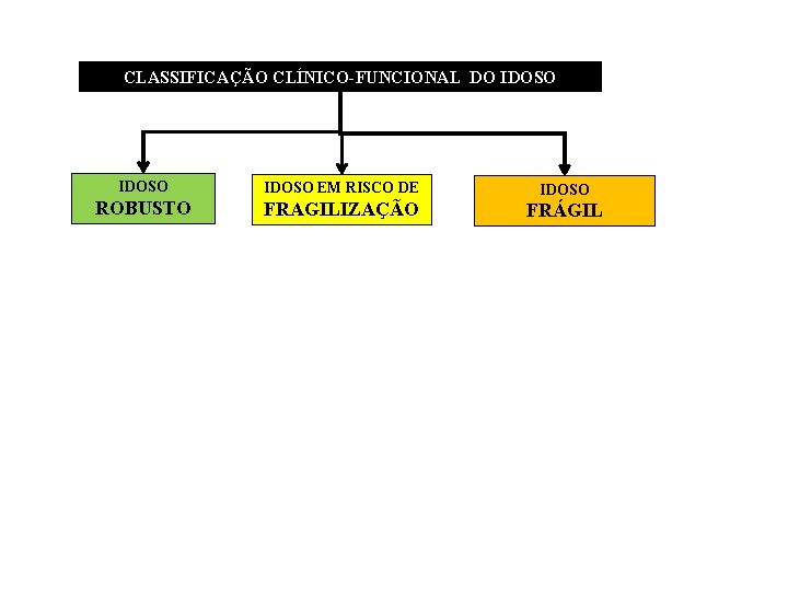CLASSIFICAÇÃO CLÍNICO-FUNCIONAL DO IDOSO IDOSO EM RISCO DE ROBUSTO FRAGILIZAÇÃO IDOSO FRÁGIL 