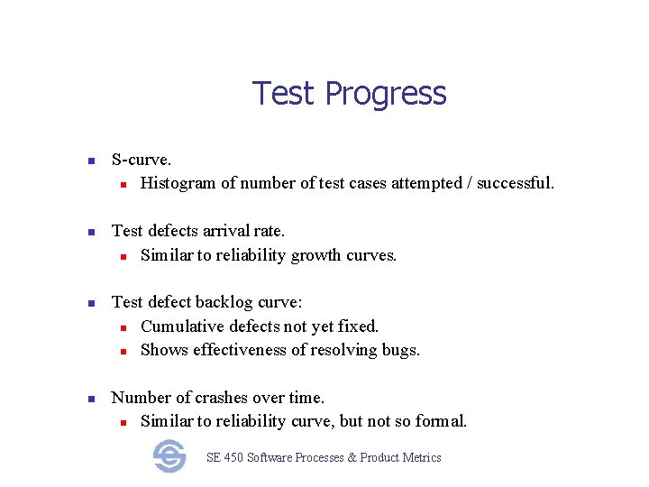 Test Progress n n S-curve. n Histogram of number of test cases attempted /