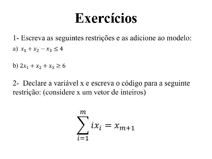 Exercícios • 